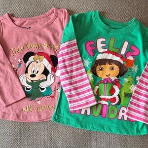 Disney Pink and Green Long Sleeve Tees
